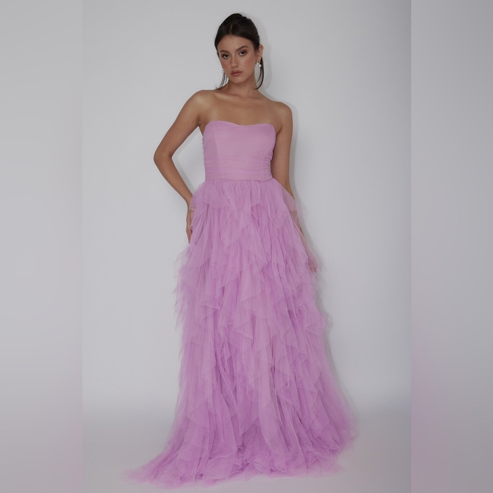 Symphony Strapless Orchid Tulle Gown